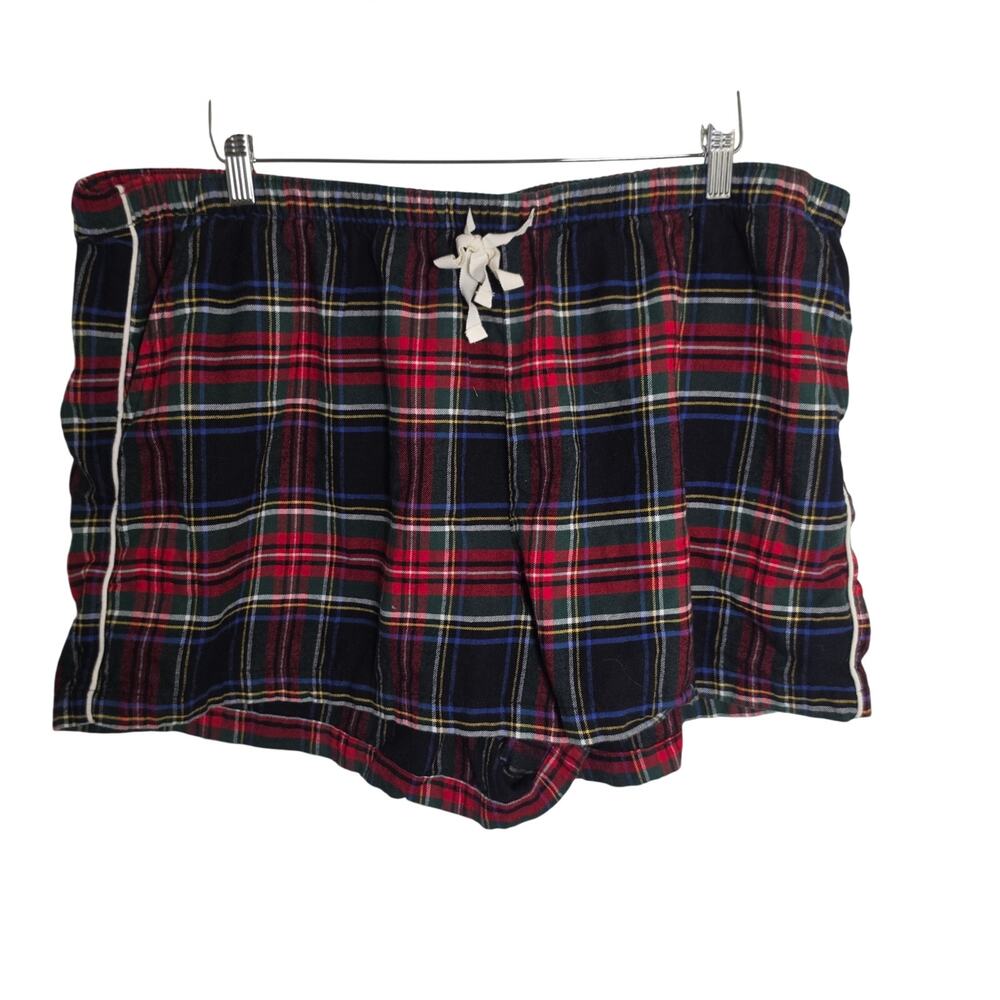 GAP Women's Size XXL Multicolor Flannel Plaid 2-Piece Pajama Short Set Holiday - Picture 3 of 6